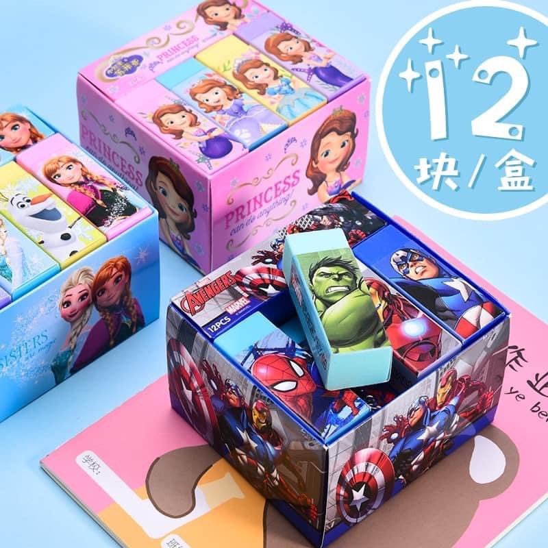 ĐỒ DÙNG HỌC TẬP - BỘ 12 CỤC TẨY HOẠT HÌNH DISNEY CHO BÉ