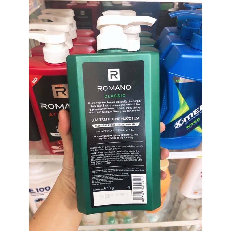 Sữa tắm Romano chai 650g (Kèm hóa đơn)