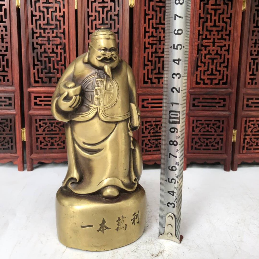 tượng Phú Ông Quản Gia  phong thủy  16cm Một Vốn Vạn Lời may mắn trang trí quà tặng đồng nguyên khối