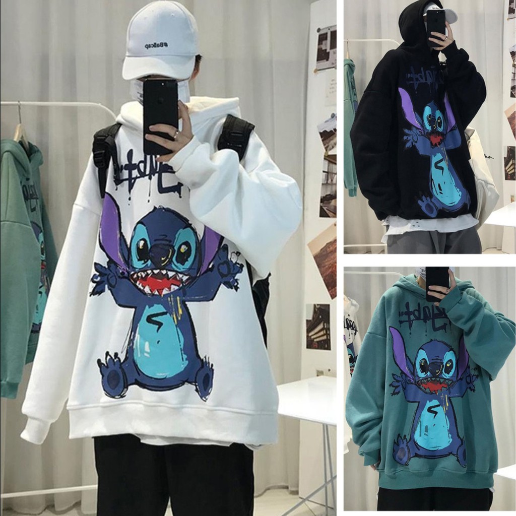 HOODIE HOẠT HÌNH ❤️áo khoác nỉ form rộng có nón chui đầu tay phồng Hàn Quốc nam nữ VIVU123STORE   HOD009