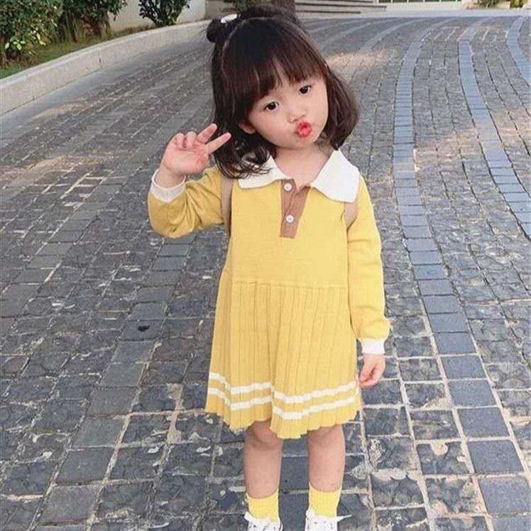 Đầm Sweater Dệt Kim Thời Trang Thu Đông Cho Bé Gái