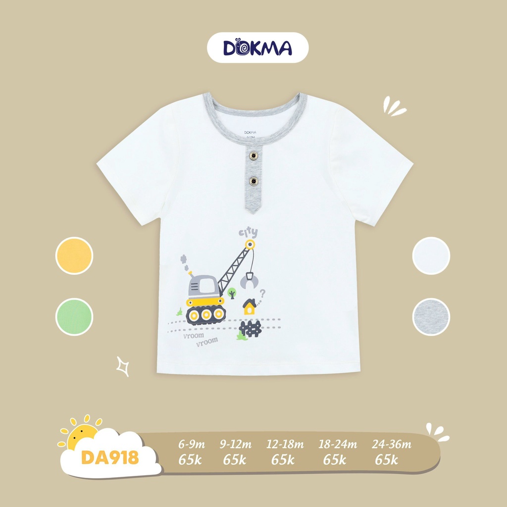 DA918 Áo cộc tay bổ trụ cotton Dokma (9-36M)