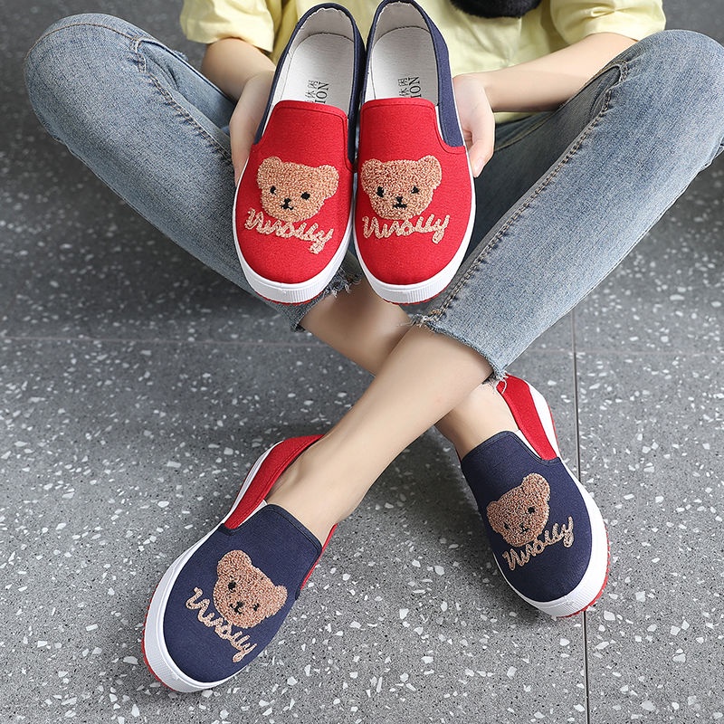 Giày Lười Vải Canvas Đế Bằng Thời Trang Xuân Thu Cho Nữ