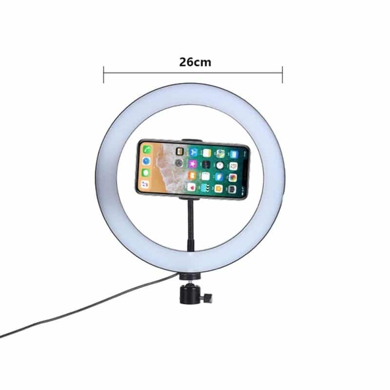 Bộ đèn LED Livestream 26cm/33cm 3 chế độ màu tích hợp giá kẹp điện thoại