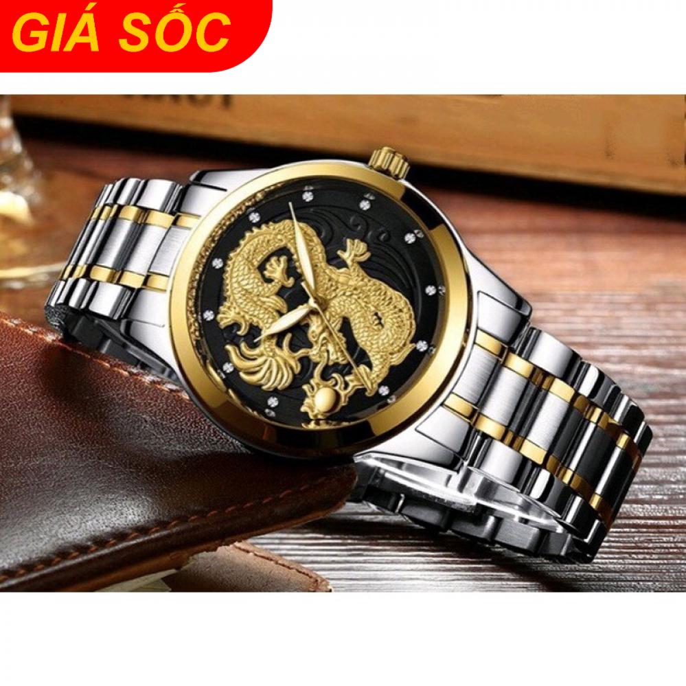 Đồng Hồ Đeo Tay Nam Chạm Rồng Vàng