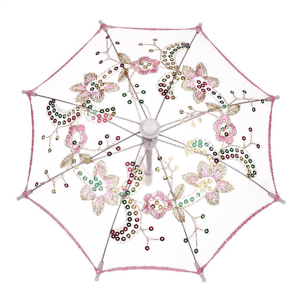 SUSANS Dù Che Mưa Mini Thêu Hoa Cho Búp Bê