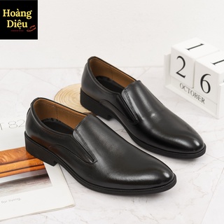 Giày lười nam cao cấp chất liệu da thật mềm mại đế cao su khâu chỉ bảo hành 12 tháng HD40