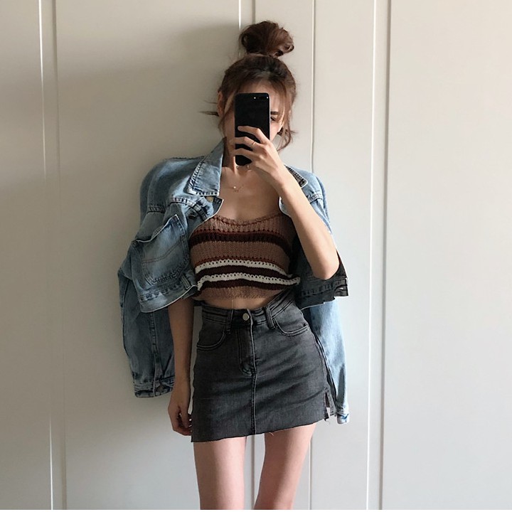 Chân váy chữ a jeans nữ mini Emilyshop