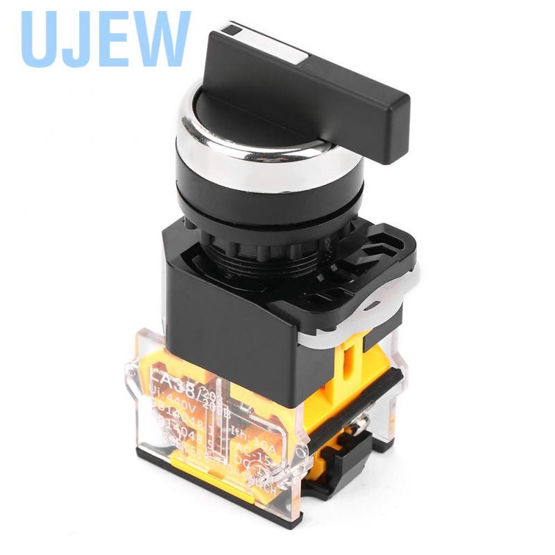 Ujew 22mm 3 Position Auto Reset Selector Momentary Rotary Switch Long Handle LA38-20BX33 