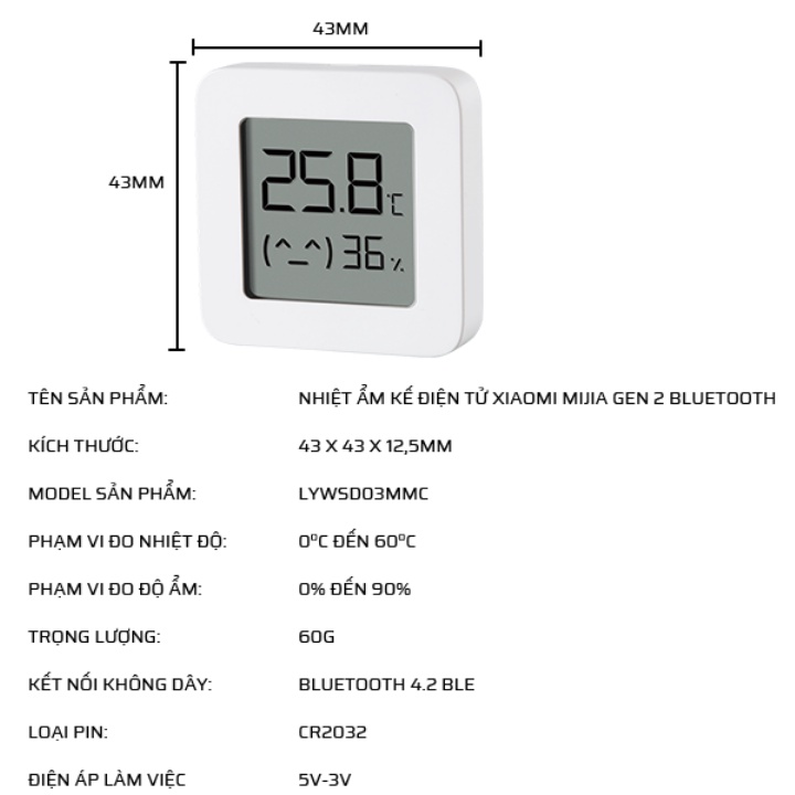 nhiệt ẩm kế xiaomi , nhiệt kế điện tử thông minh , cảm biến , kết nối bluetooth , đo độ ẩm phòng ngủ , tomeno