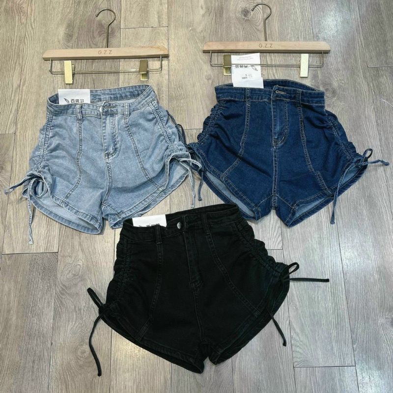 Quần sóc jean co giãn rút dây sườn