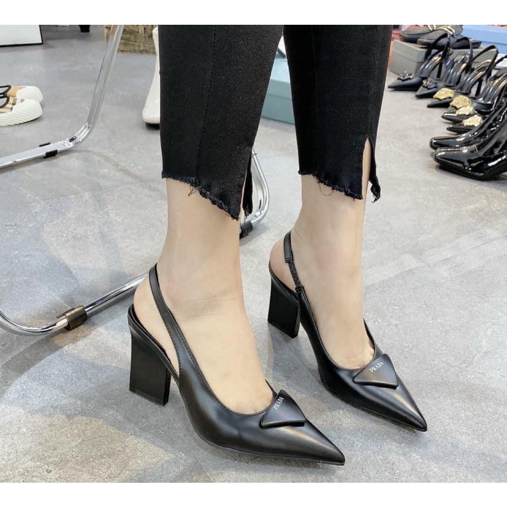 Sandal Prada 2 Màu Đen Kem Full Size 35-39