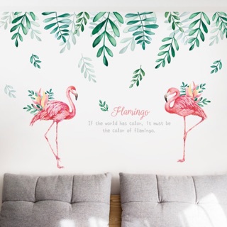 Decal dán tường hồng hạc phối lá MS-20 - [Sticker dán tường]