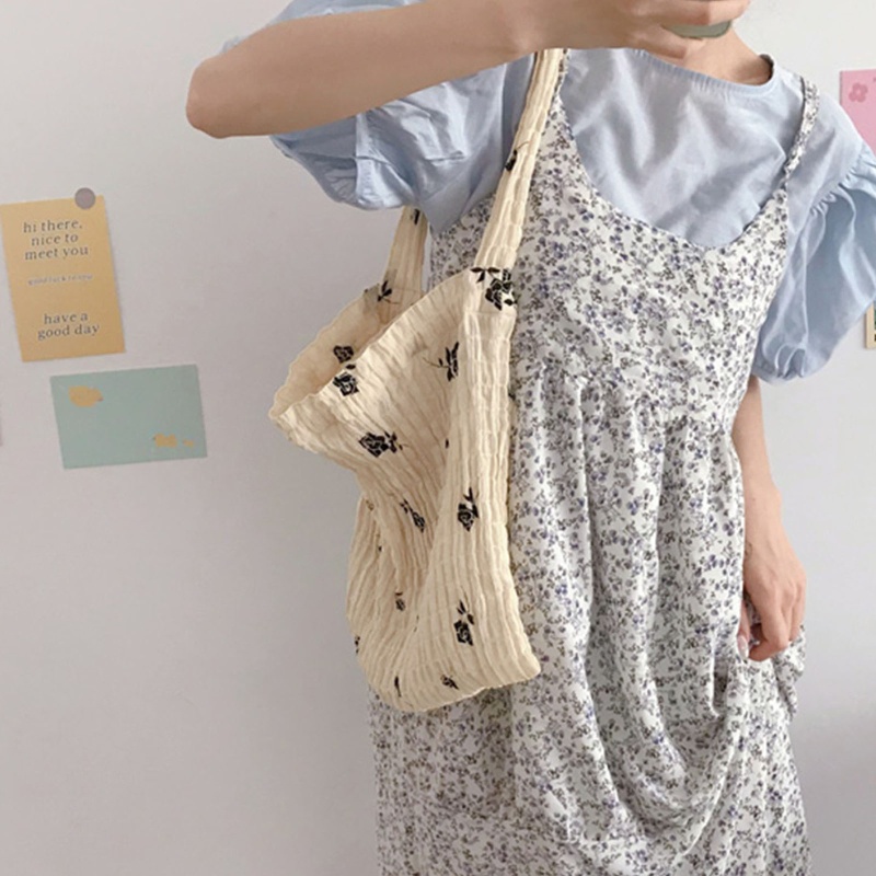Túi Đeo Vai Bằng Vải Voan Mềm Nhẹ Màu Be Nhạt In Họa Tiết Hoa Hồng Nhỏ Cổ Điển Thời Trang Mùa Hè Dành Cho Bạn