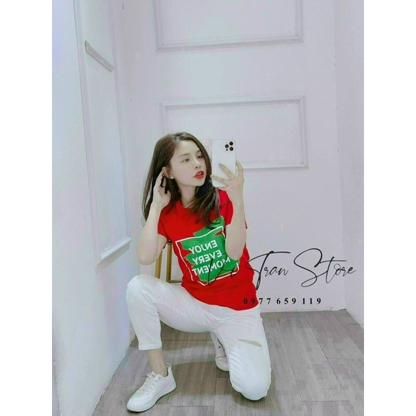 Áo Thun Nữ Cổ Tròn in Hình Dễ Thương Chất Thun Giấy Mịn Mát