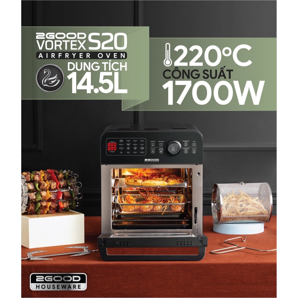 NỒI CHIÊN KHÔNG DẦU 2 GOOD S20 Tặng Xịt Dầu, Đũa Mạ Vàng Korea