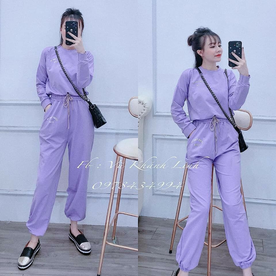 bộ nữ thu đông áo croptop dài tay quần jogger in chữ Come... 3 màu ⇞