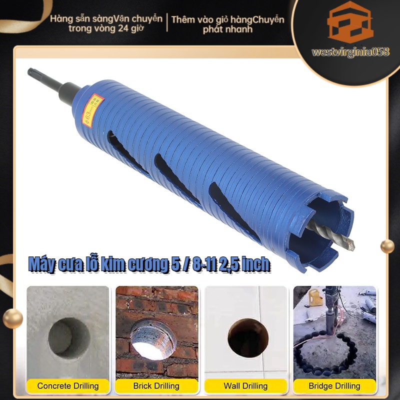 Có thể bán buôn Đường kính 2 5in Mũi khoan lõi 5 / 8‑11 Chỉ lỗ ướt và khô Máy hiệu quả cưa Westvirginia058 Hàng giao ngay