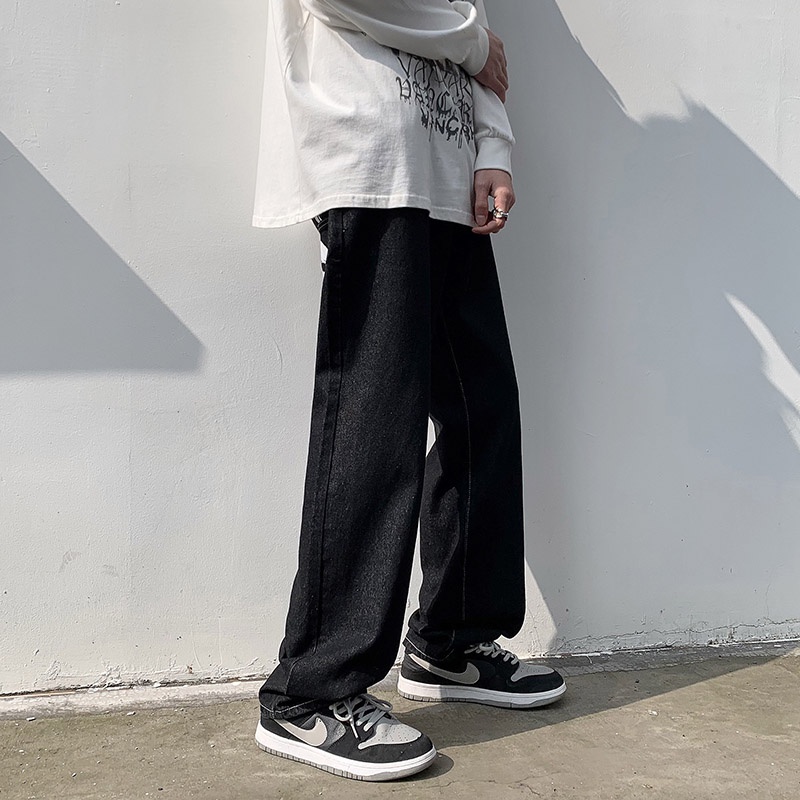Quần Jean Dài Dáng Rộng Ống Suông Thiết Kế Phong Cách Retro Dành Cho Nam