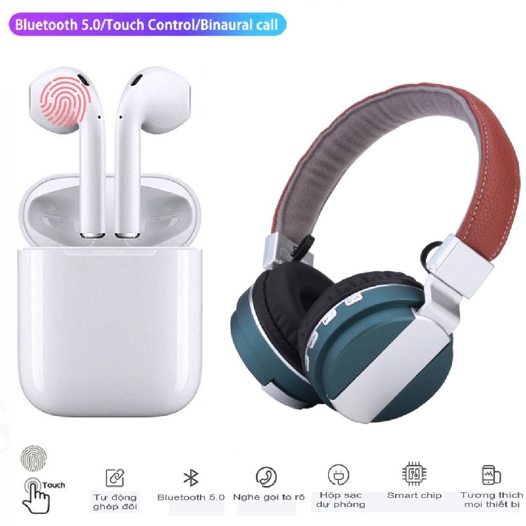 [Mua 1 ĐƯỢC 2] Combo Tai Nghe Bluetooth Cảm Ứng I11 V5.0 Phiên Bản Mới Nhất và Tai Nghe Chụp Tai Bluetooth Sony