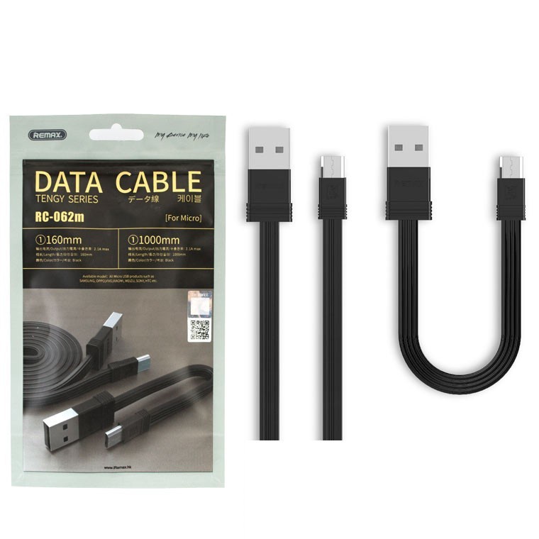 Bộ 2 Cáp Sạc Micro USB Remax RC-062m 1m và 16cm -dc3165