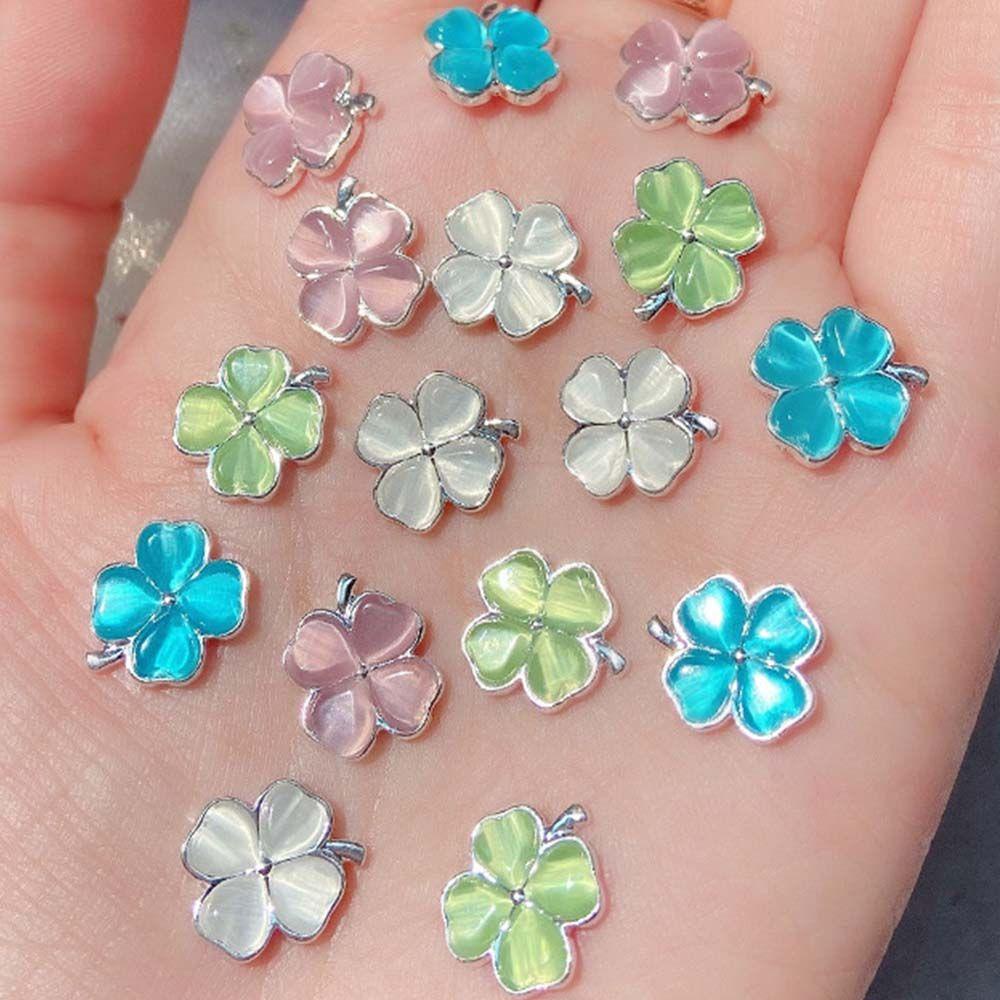 Móng Tay Giả Hình Cỏ Bốn Lá DYRUIDOJ|Phụ Kiện Trang Trí Móng Tay 3D Bằng Hợp Kim Phong Cách Retro Thời Trang