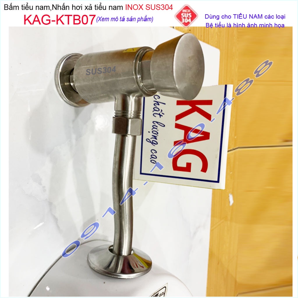 Bộ xả ấn tay KAG-KTB07 inox 304, xả nhấn hơi bệ tiểu nam xả nước mạnh dễ sử dụng thân to thiết kế đẹp