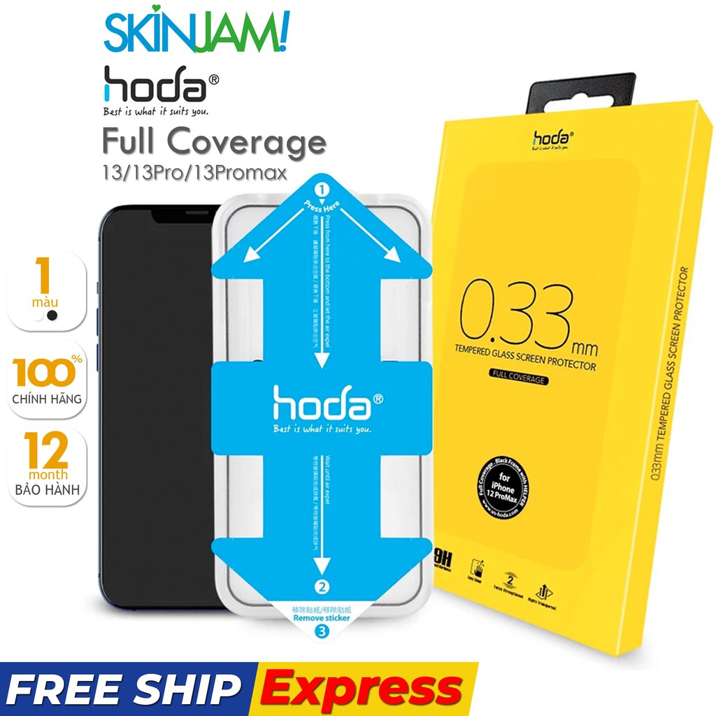 Cường Lực iP 15 HODA 0.33 mm Full Coverage 14Promax/ 14Pro/ 14/ 13/13Pro/13Promax/15/15Pro/15Promax Hàng Chính Hãng Hoda