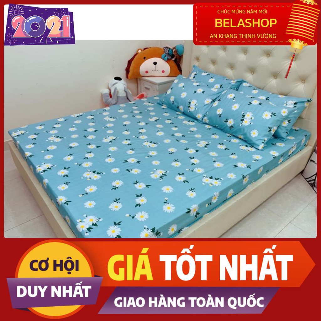 [Free ship-Xả kho cắt lỗ]Bộ ga gối cotton poly,gồm 1ga 2 vỏ gối,rẻ nhất tp hcm,chát chọn mẫu-cúc đơn xanh