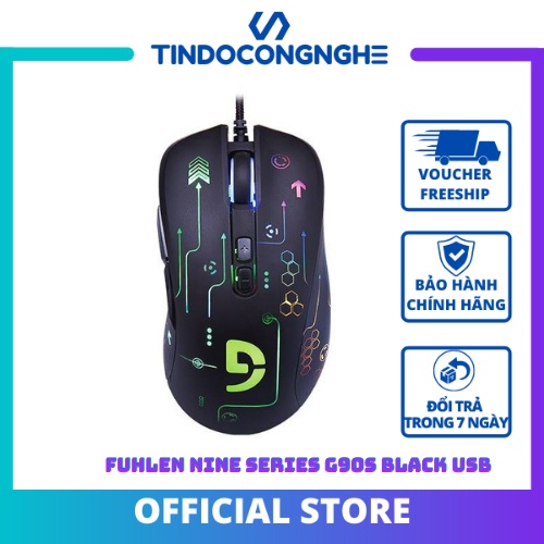 Chuột Gaming Fuhlen Nine Series G90S Black USB - Chuột Máy Tính - Hình Thức Đẹp, Ôm Tay, Nút Bấm Nhạy, Phù Hợp Game Thủ