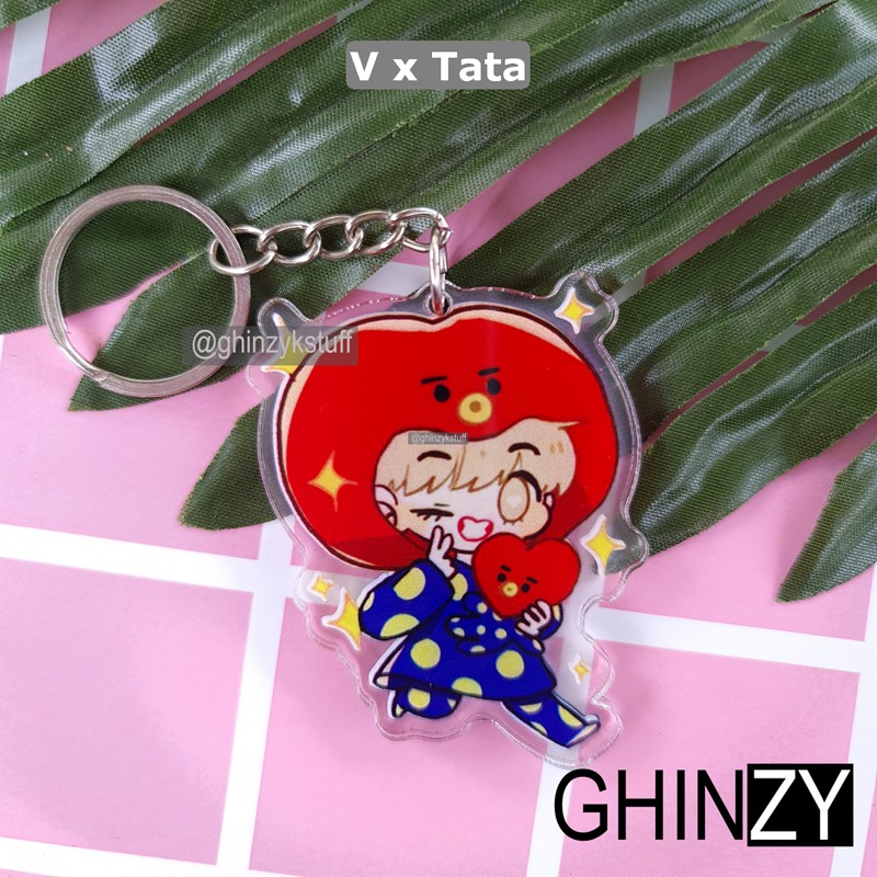 Móc Khóa Acrylic Hình Các Thành Viên Bts X Bt21 Taehyung V Rm Suga J-Hope Jin Chibi Series 2