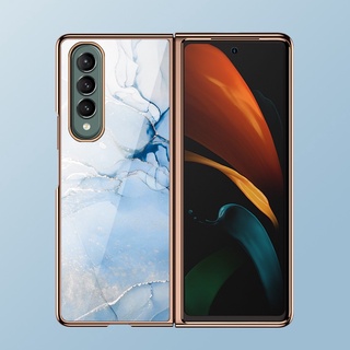Z ốp điện thoại kính cường lực họa tiết vân đá sang trọng cho samsung galaxy z fold 3 z fold 2 z fold 3
