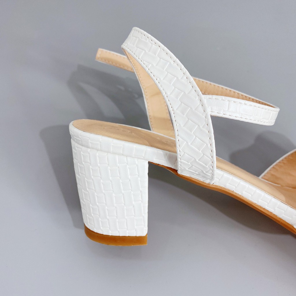 Giày sandal cao gót nữ 7cm GÓT XINH GD17 quai phối nơ đế trụ vuông