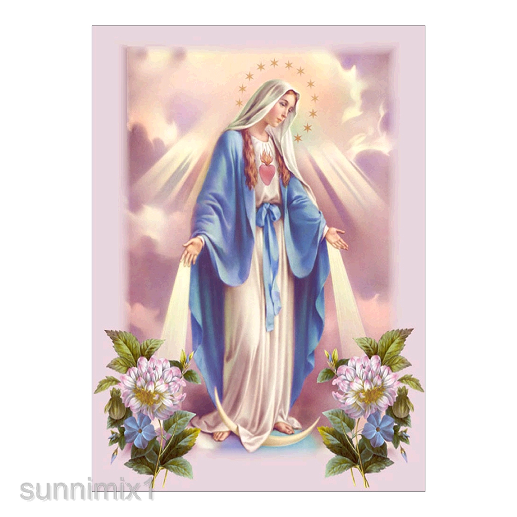 Tranh Thêu Chữ Thập Đính Đá 5d Hình Đức Mẹ Mary