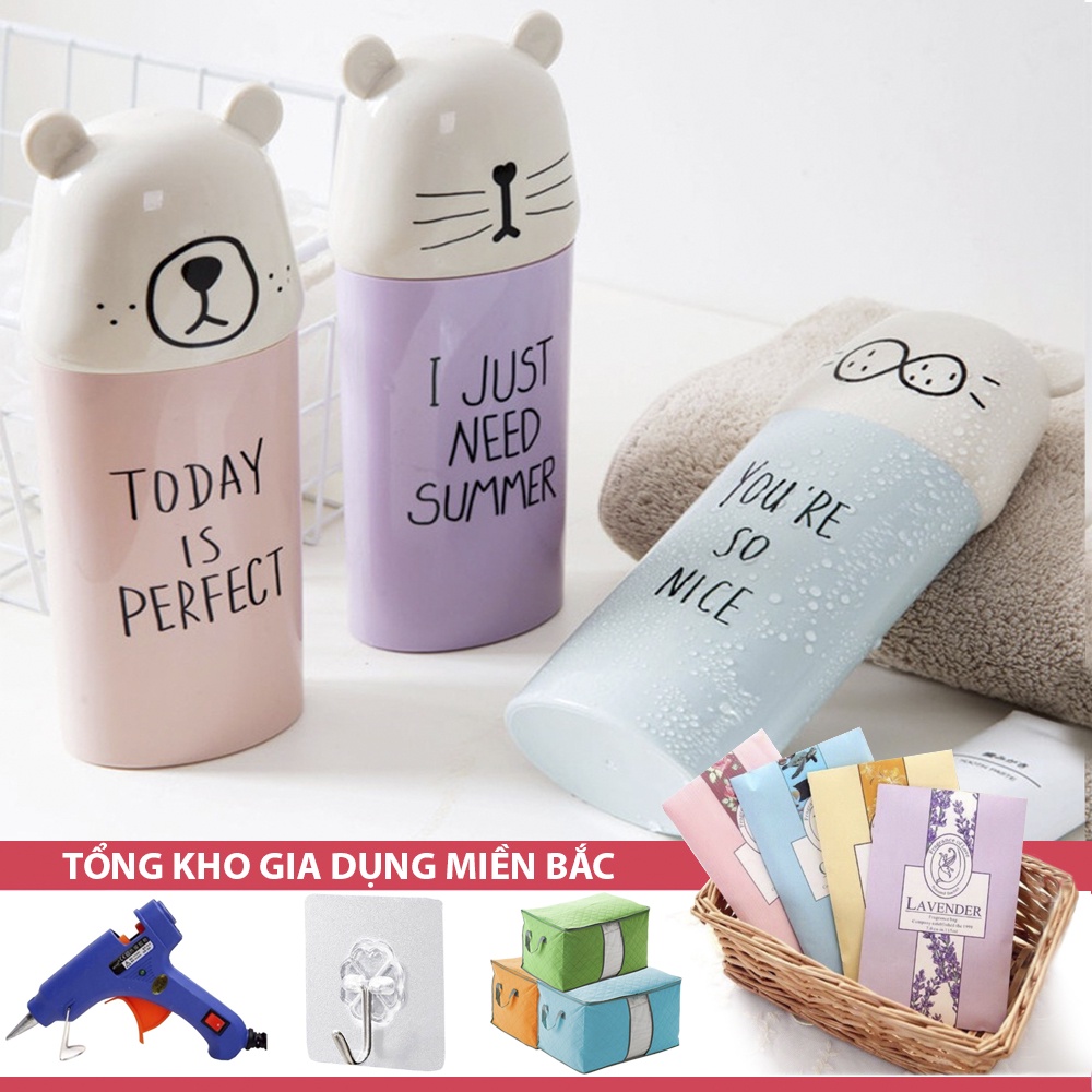 Hũ Đựng Bàn Chải - Hộp Đựng Kem Đánh Răng Du Lịch Mặt Gấu G1