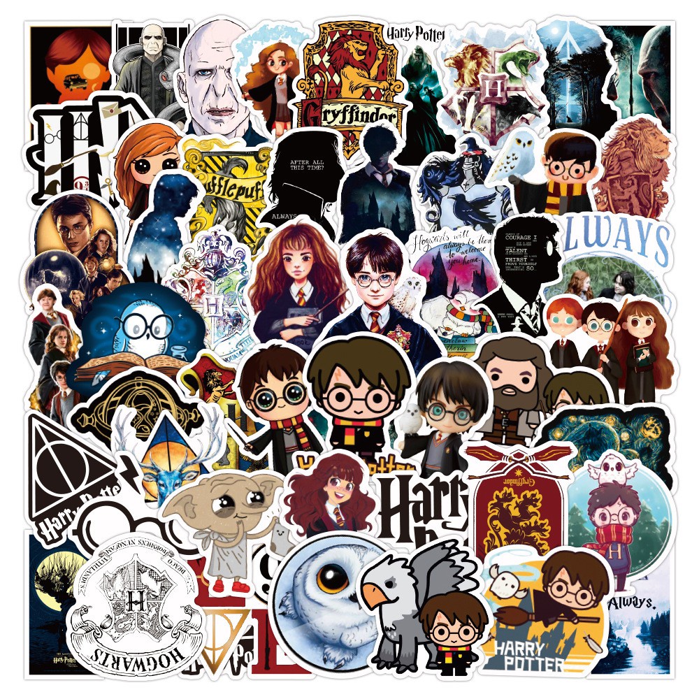 Bộ 50 Miếng Dán Vinyl Chống Thấm Nước Phong Cách Harry Potter Trang Trí Sổ Tay/Nhật Ký Diy