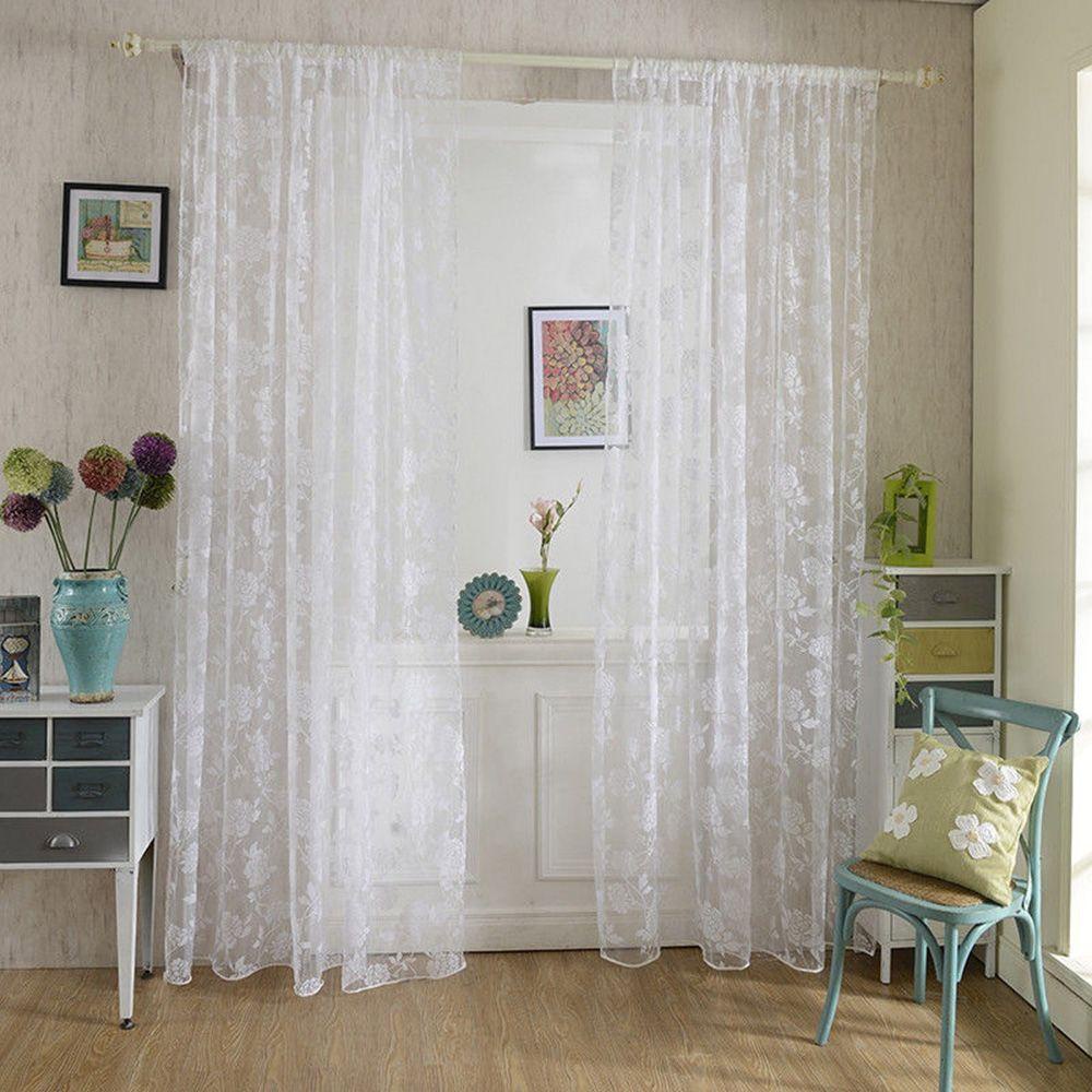 Rèm Cửa Vải Voan Trong Suốt Họa Tiết Hoa Hiện Đại Cho Phòng Khách / Phòng Ngủ