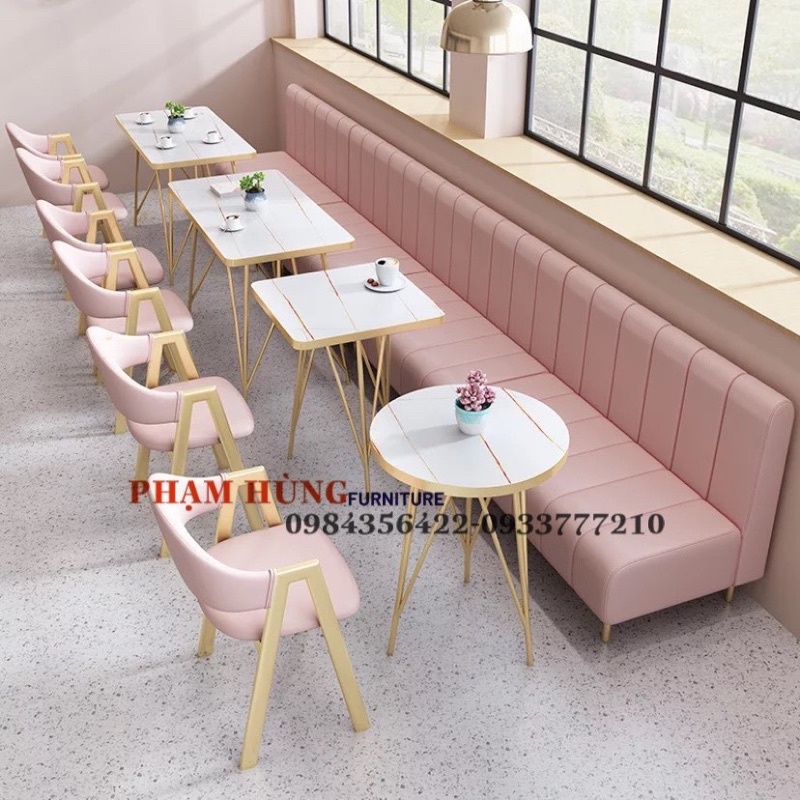 Bàn ghế sofa quán trà sữa phòng lạnh.