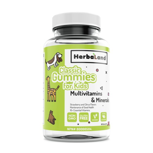 HERBALAND'S - CLASSIC GUMMIES FOR KID MULTIVITAMINS & MINERALS Bổ sung Vitamin tổng hợp và khoáng chất Chai 60 viên