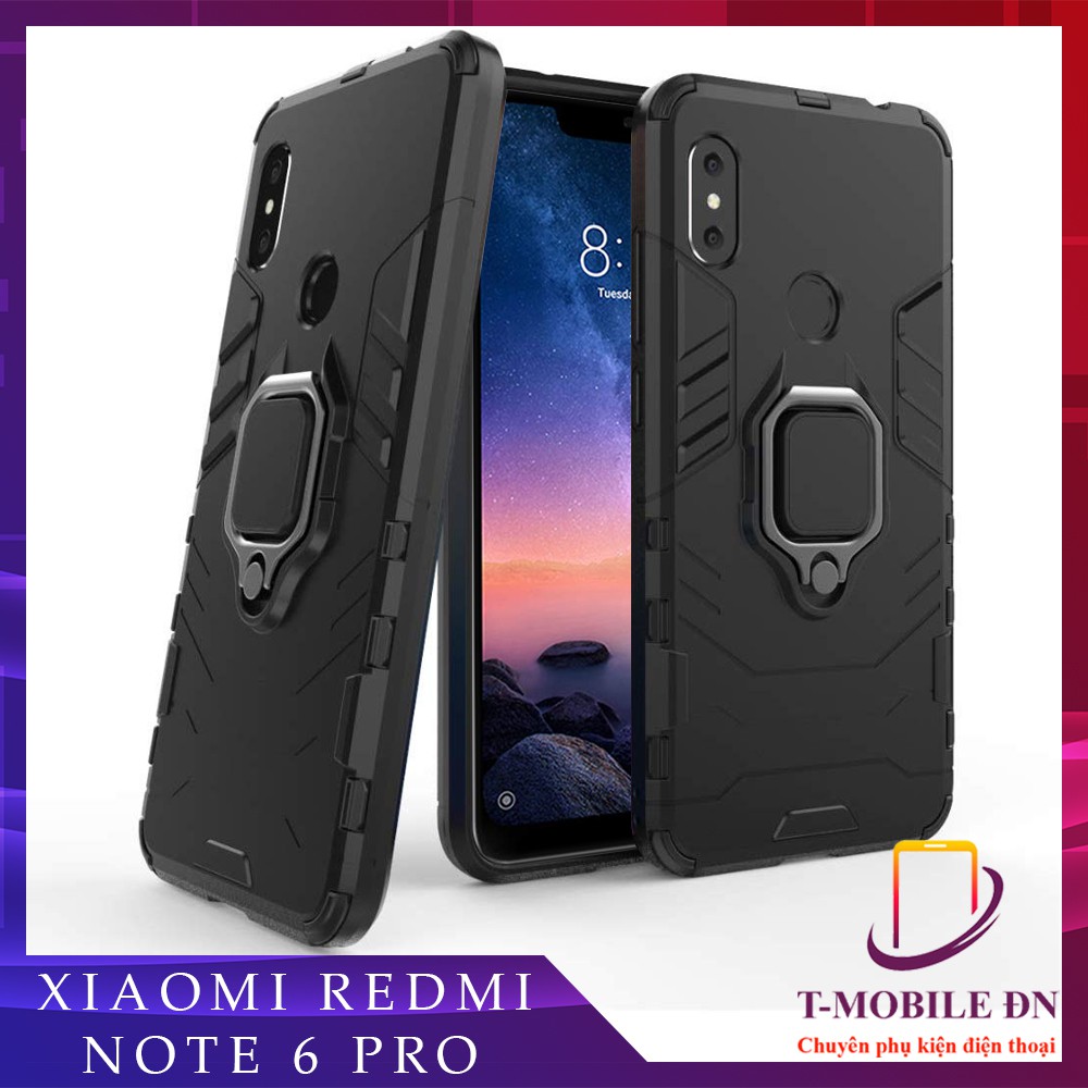 Ốp lưng Xiaomi Redmi Note 6 Pro iron man chống sốc kèm nhẫn iring chống xem video