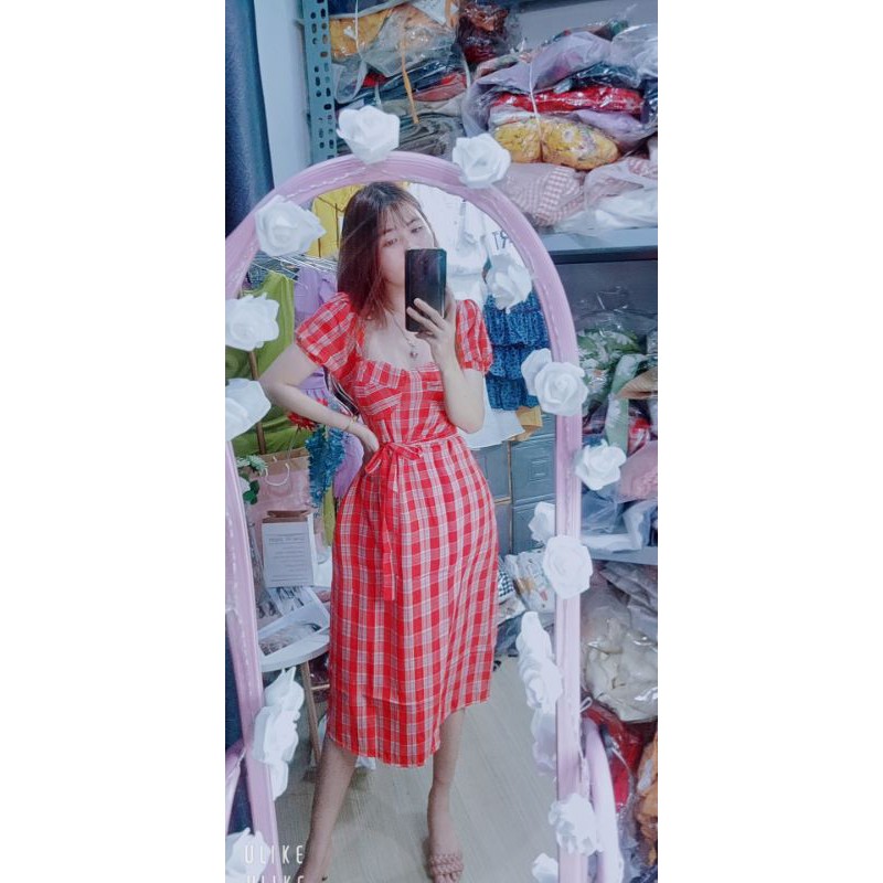 Đầm caro phông qua gối