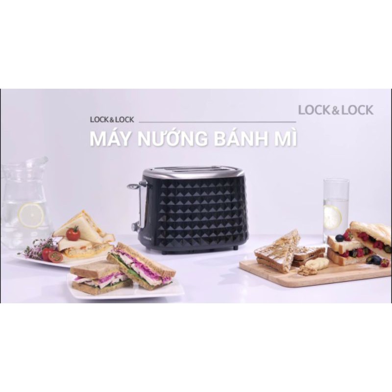 Máy Nướng Bánh Mì Lock&Lock công suất 850W Màu đen EJB222BLK - hàng chính hãng bảo hành 1 năm