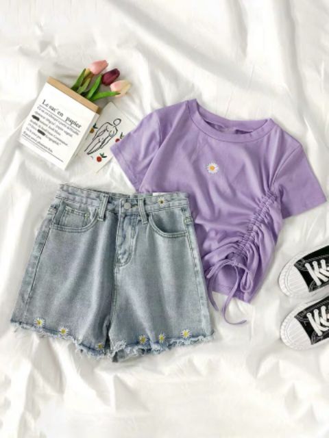 [Mã FAMAYWA giảm 10K đơn 50K] Áo kiểu thêu hoa CÚC dây RÚT 1 bên | BigBuy360 - bigbuy360.vn