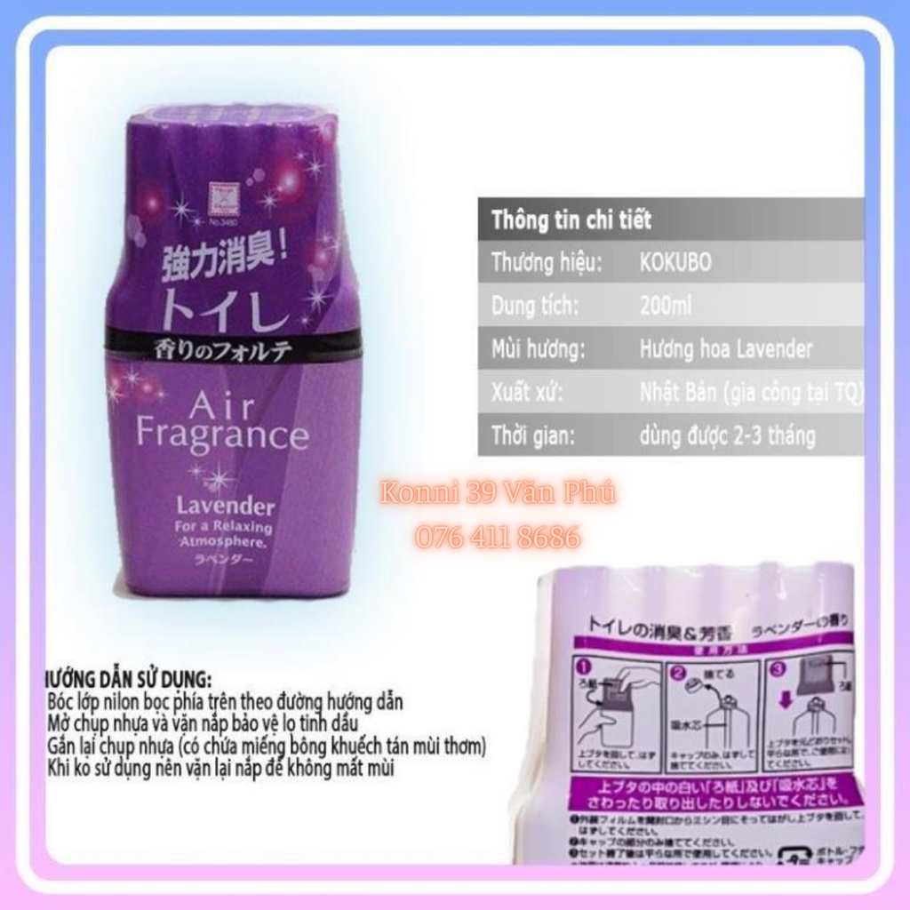 Sáp thơm phòng vệ sinh khử mùi Air fragrance Nhật Bản dạng nước  200ml Bạc hà, oải hương, chanh, xà phòng