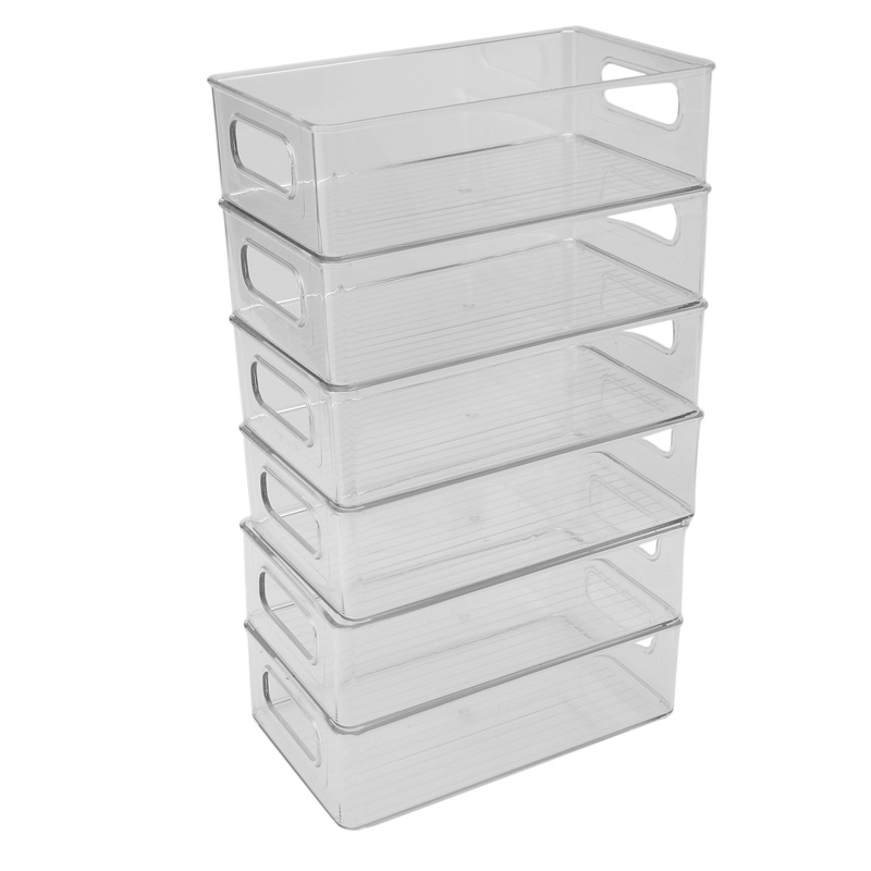 Set 6 khay nhựa đựng thực phẩm trong suốt có thể xếp chồng tiện dụng