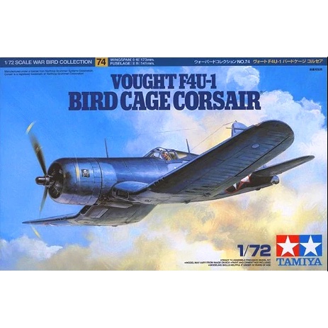 Mô hình lắp ráp Máy bay quân sự 1/72 Tamiya 60774 Vought F4U-1 Bird Cage CORSAIR