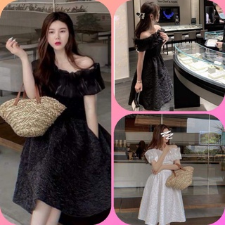 Đầm thiết kế dự tiệc sang trọng, Đầm trễ vai tiểu thư dáng xòe