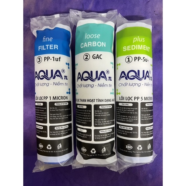 Combo 5 bộ lõi 1-2-3 thương hiệu AQUA TL chính hãng, thay thế được cho hầu hết các loại máy lọc thông thường