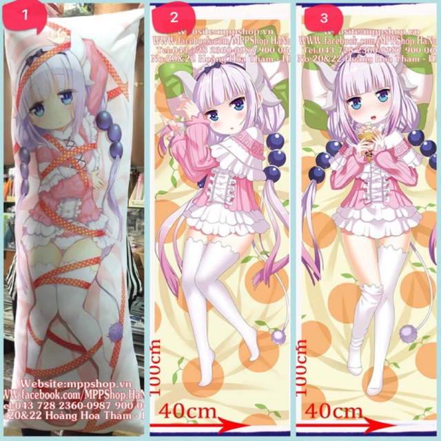 Gối ôm anime manga maid dragons dài 1m x40cm