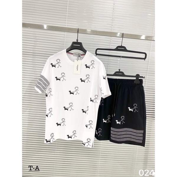 Bộ thom Brown , bộ thun dáng thể thao nam 2 màu đen trắng